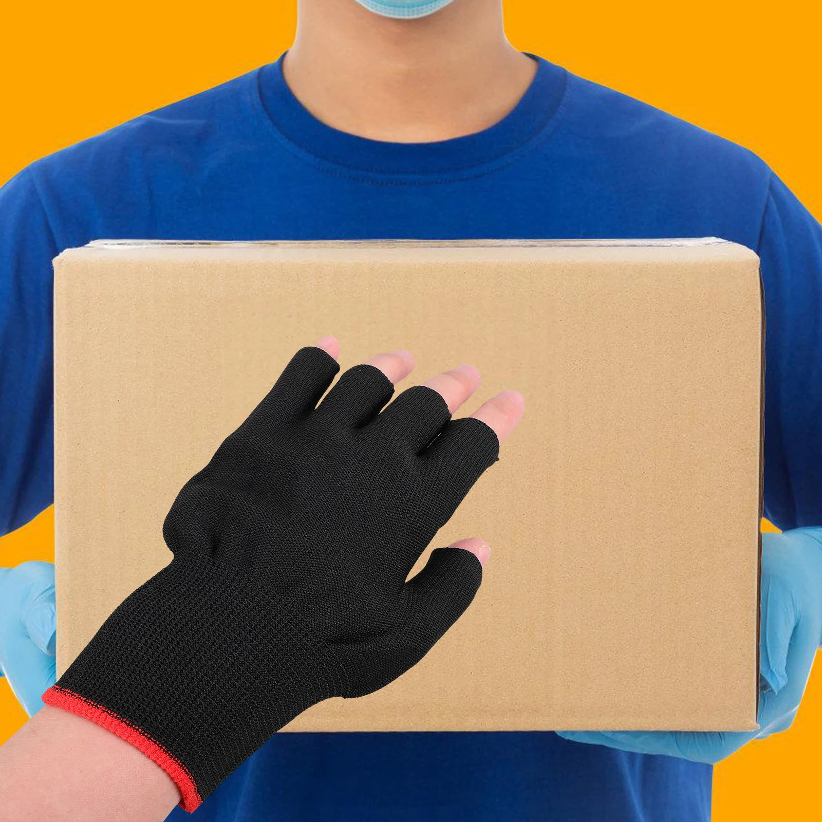 

2Pcs Half Finger Protective Work Gloves Durable Nylon Non Slip Carrying Gloves for Heavy Duty Warehouse Outdoors