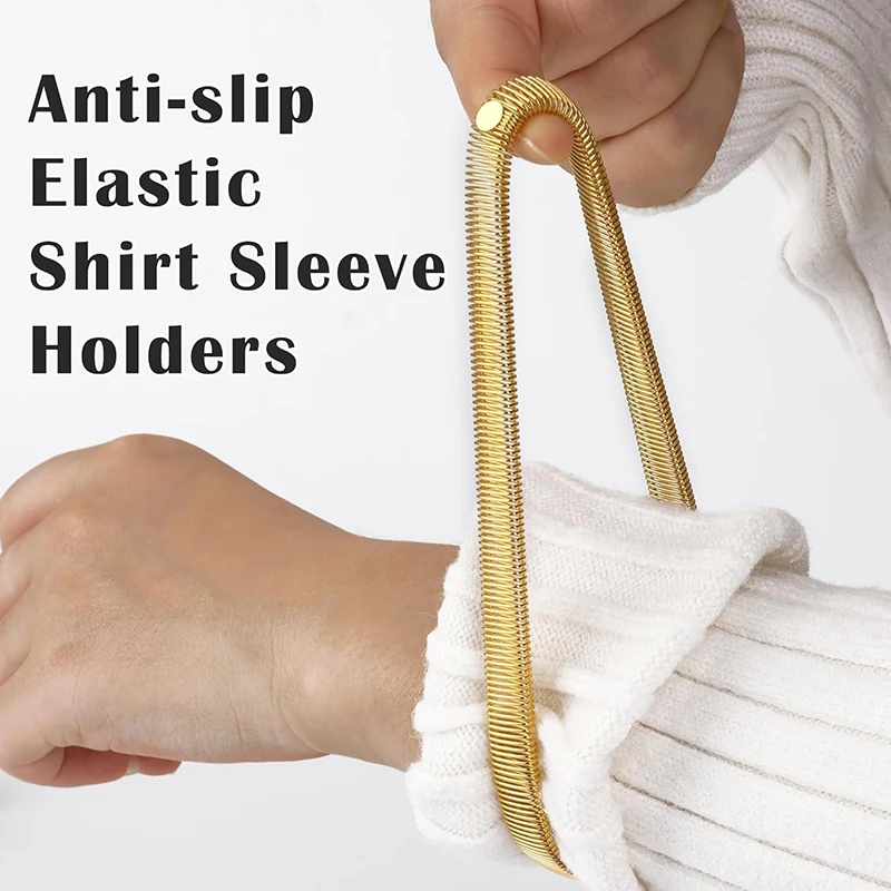 2 قطعة أصحاب الأكمام للنساء الرجال بسط المعادن كم الأربطة المضادة للانزلاق مطاطا الذراع الأشرطة تحديد طويلة الأكمام شارات الفرقة #3