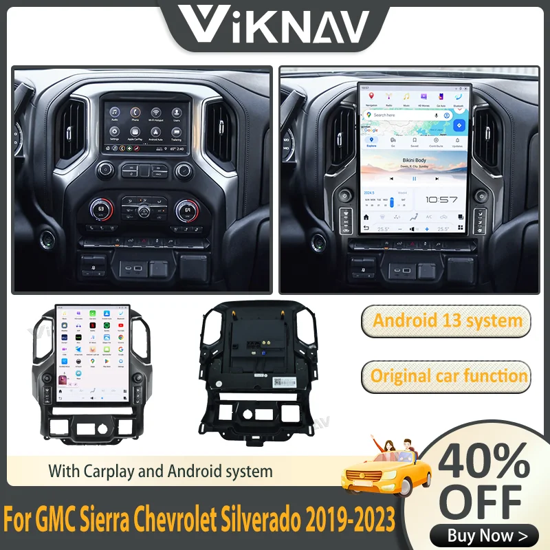 

15.6 inch Touch Screen Car Radio For GMC Sierra Chevrolet Silverado 2019-2023 Multimedia Player Android Auto Stereo Carplay