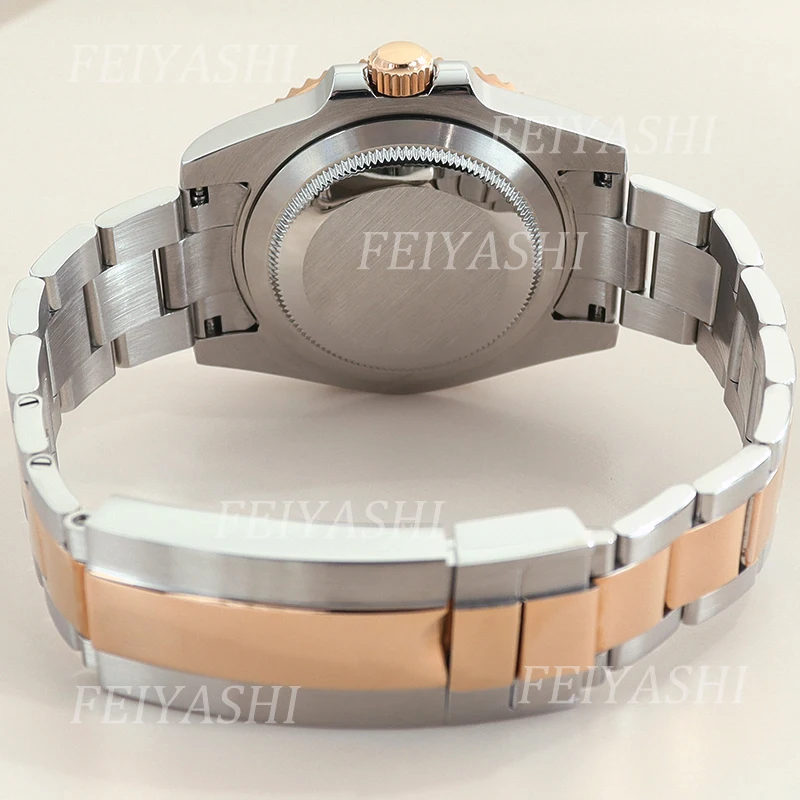 Two-Tone Rose Watch Case com moldura, peças da pulseira, movimento, Seiko, NH35, NH36, NH38, NH34, Miyota 8215, ETA 2824, 28,5 milímetros Dial, 40 milímetros