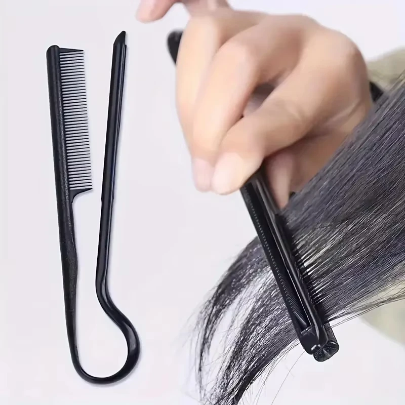 1/2/3 Piezas Peine de peluquería en forma de V para peinado desordenado, alisado y corte, con clip de plástico, herramienta de estilismo para pelucas