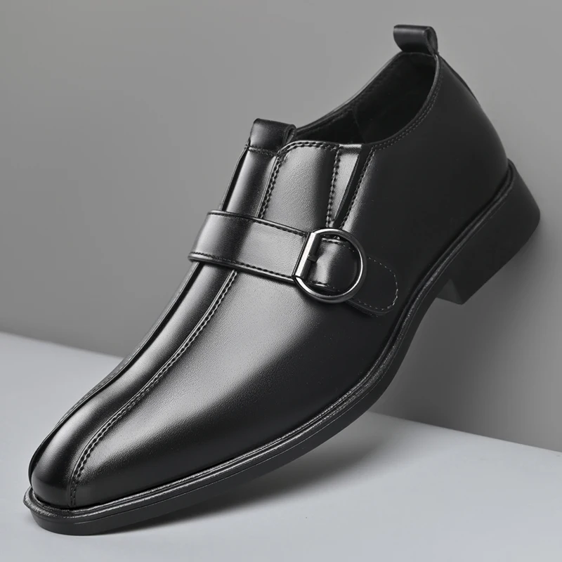 

Designer Big Size 38-47 Men Dress Shoes Fashion Solid Color Wedding Shoes Male Spring Autumn Buckle Designer Man Leather Shoe