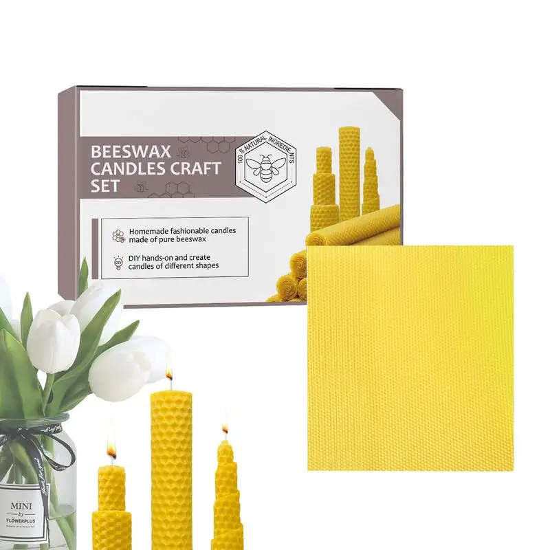 10pcs Beeswax Candles Craft Honeycomb Beekeeping Foundation Sheets Candle Wax Candle Making DIY Craft Kit For Drawers Gift