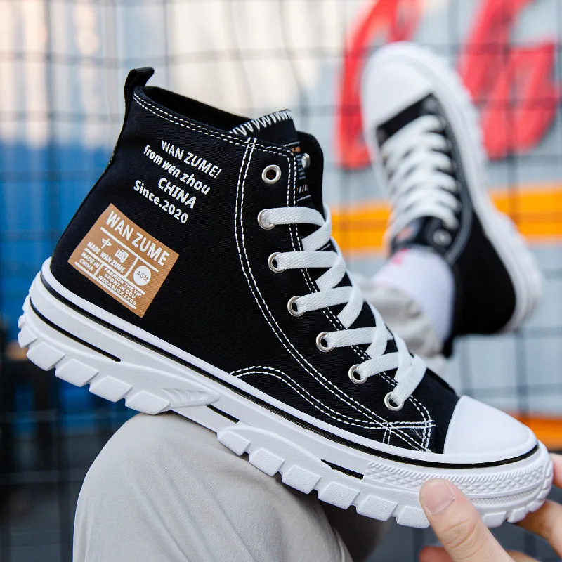 

New shoes for man High Top Canvas Sneakers Men's Trendy Casual Sport Shoes Fashion Lace Up Board Shoes for Men zapatillas hombre