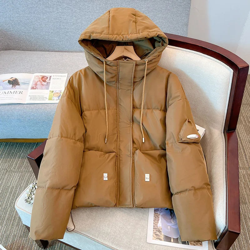 

Women ' s Down Cotton Coat Casual Hooded Outwear 2023 Winter Warm Jacket Padded Puffer Parkas Woman Snow Wear Coat Zipper