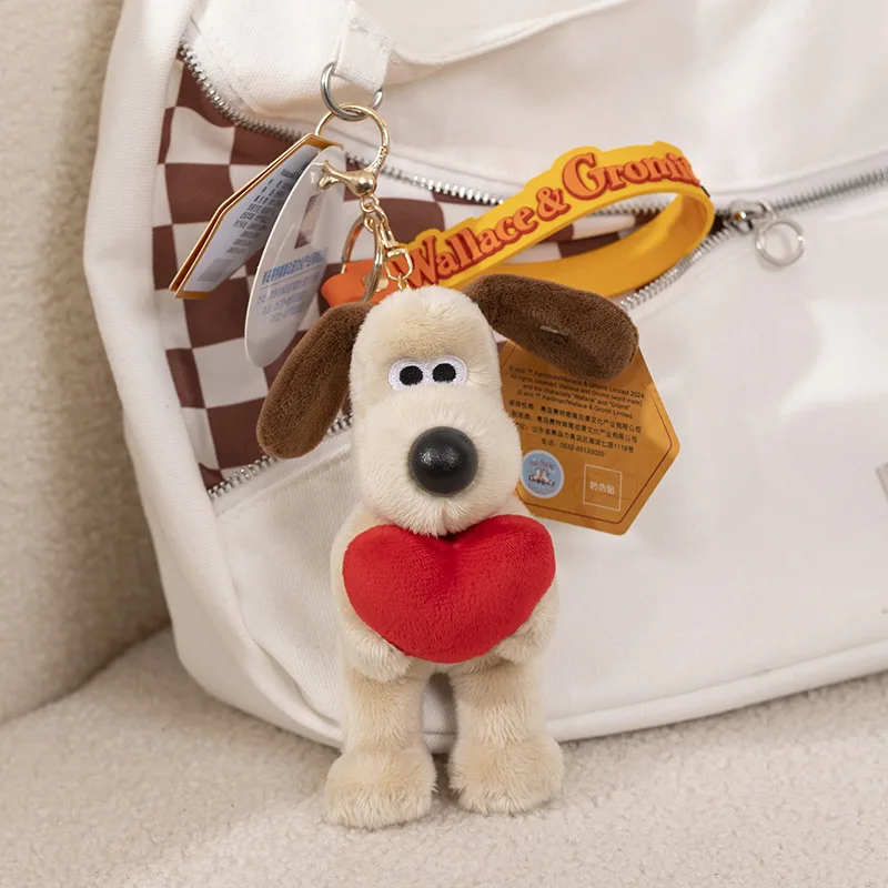 Cartoon Schlüssel anhänger Gromit 12cm Plüsch Spielzeug Rucksack Anhänger Dekoration Schlüssel bund Kawaii niedlichen Schlüssel anhänger Auto Schlüssel Dekoration Mädchen Geschenk