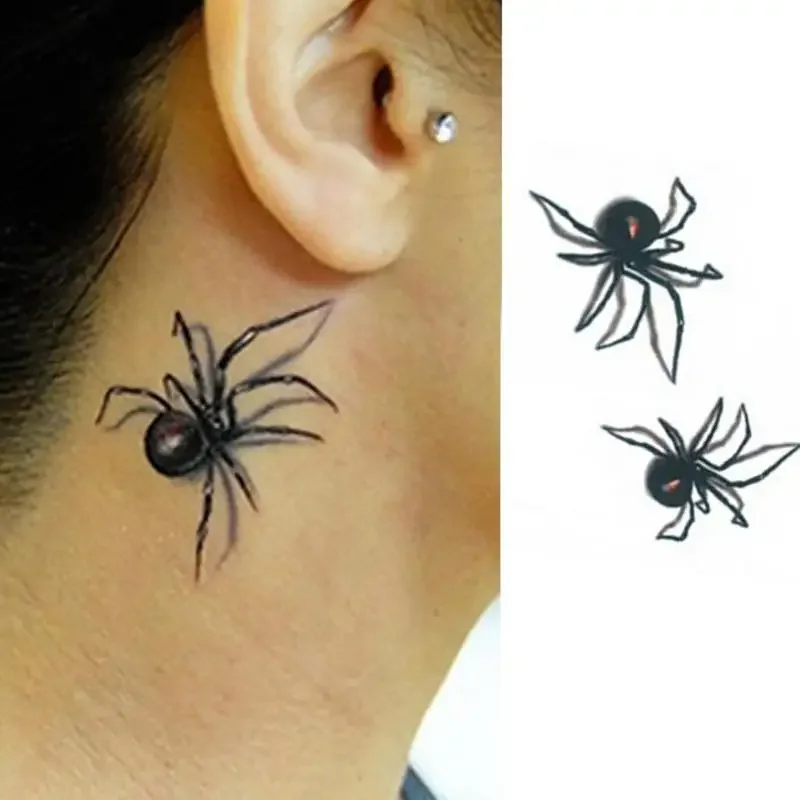 10Sheets Tattoo Sticker Spider Removable Waterproof Body Art Temporary Decal