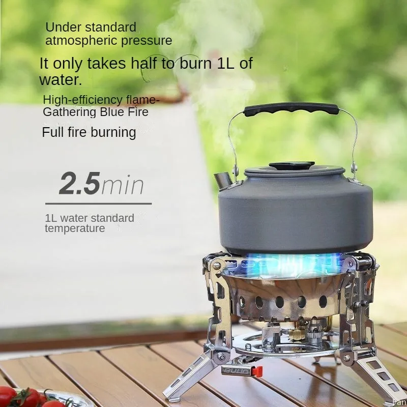 Cassette Stove 6800W Double-layer windproof Outdoor Folding Stove Camping Portable Cooker Suitable for many kinds of gas stoves