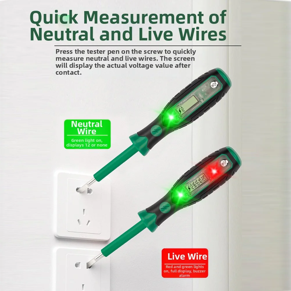Electric Screwdriver Safe Insulated Grip with LED Light and Buzzer Alarm Suitable for Electrical and DIY Repairs