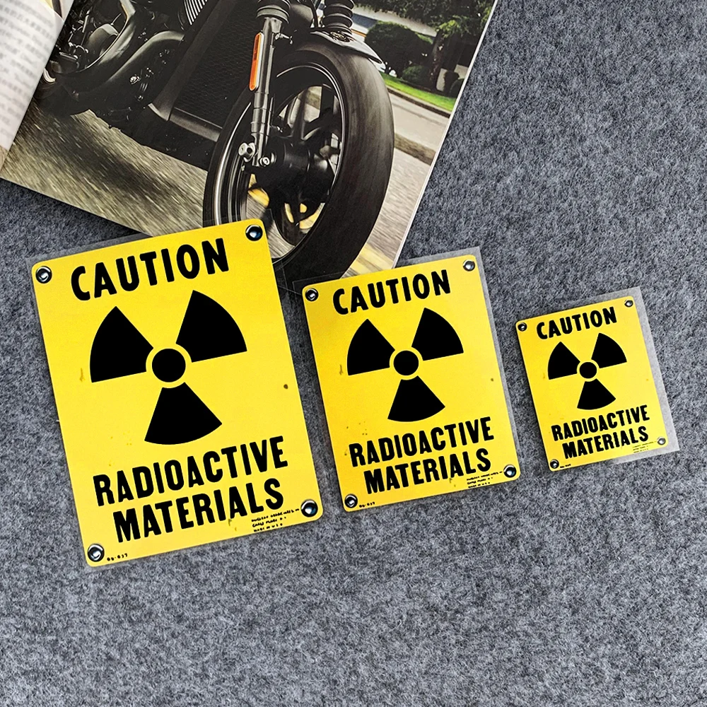 Reflective Moto Stickers Caution Radioactive Materials Warning Accessories Decals Decor Motorcycle Car Body Windshield Fuel Tank