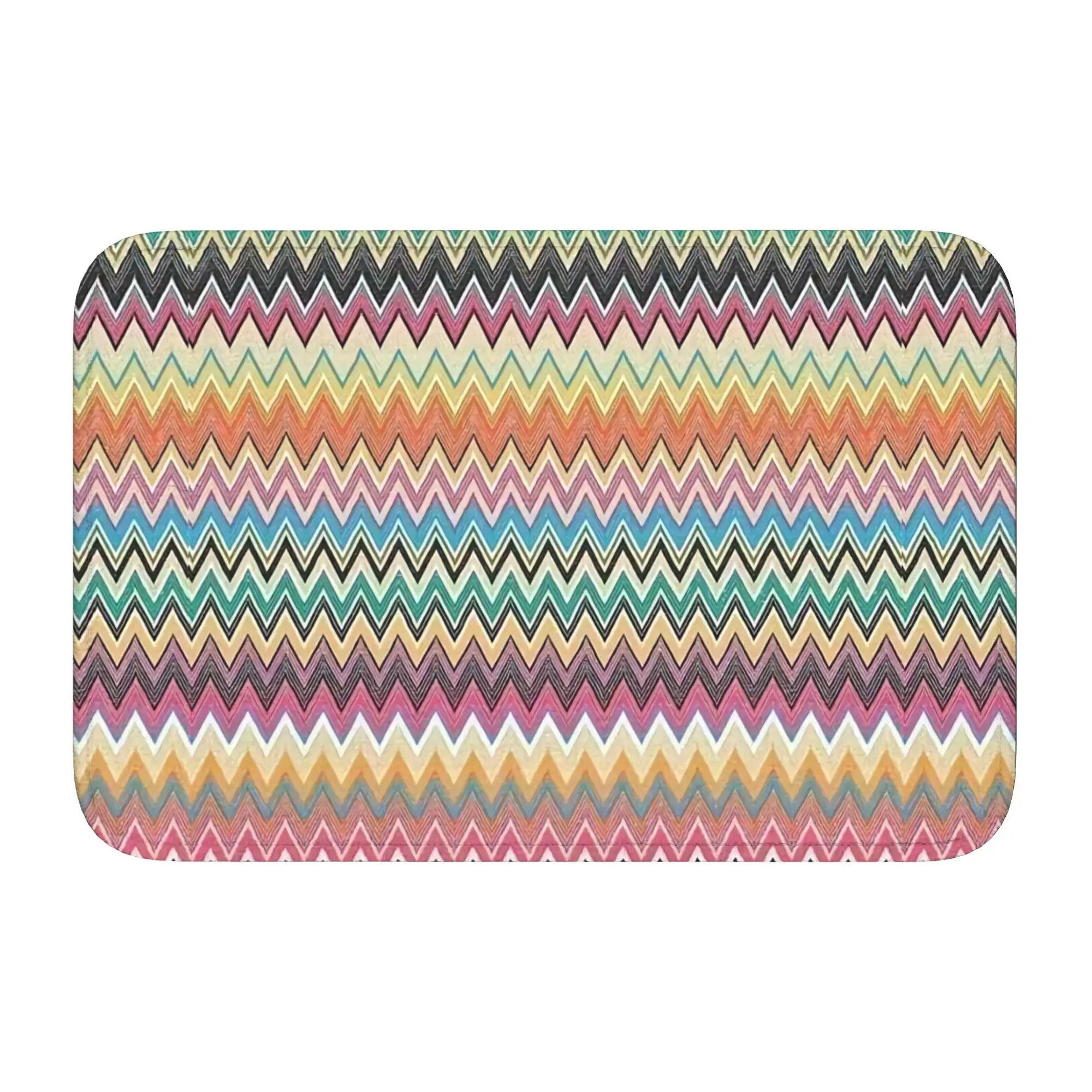 Custom Camouflage Home Zig Zag Doormat Anti-Slip Bathroom Kitchen Mat Toilet Floor Door Entrance Carpet Rug