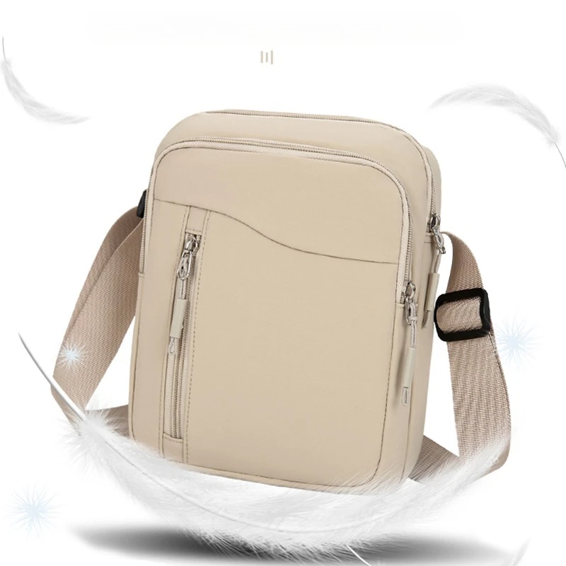 Herren-Umhängetasche aus Nylon, lässige Pendler-Outdoor-Mode-Schultertasche, wasserdichter Rucksack im Street-Style, einfarbig – Detail 2