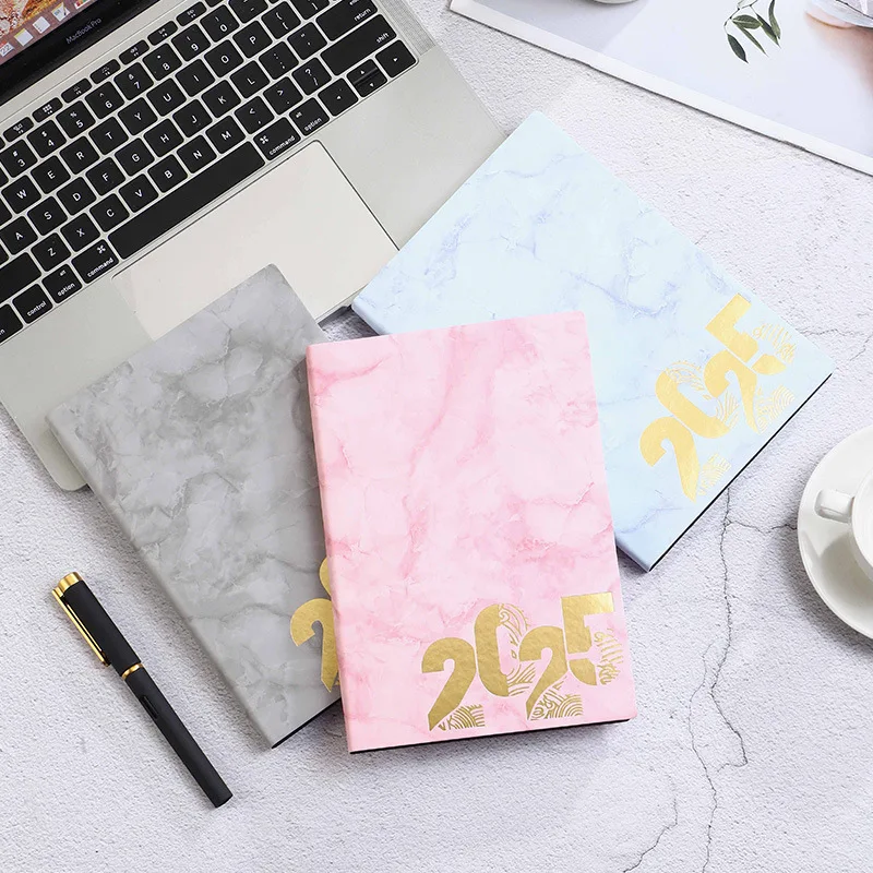 2025 English Agenda Book A5 Thicken 180 Sheets Calendar Notepad Daily Weekly Journal Plan Schedule Notebook Time Management