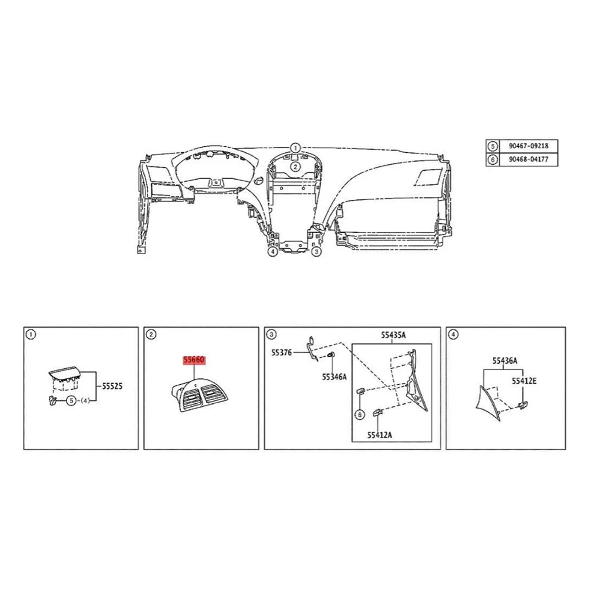 

Car Center Dashboard A/C Air Outlet Vent Panel Assembly for Lexus_A60E