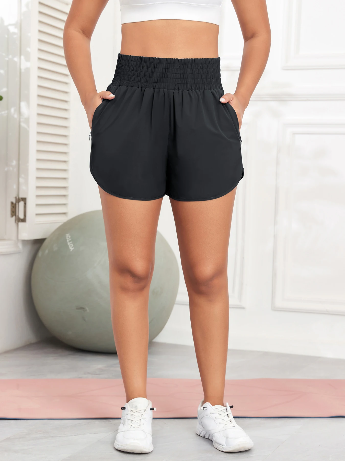 Zipper Pocket Summer Shorts Woman Fashion Casual Sport Quick drying Shorts Activewear Running Outdoors Athletic Shorts