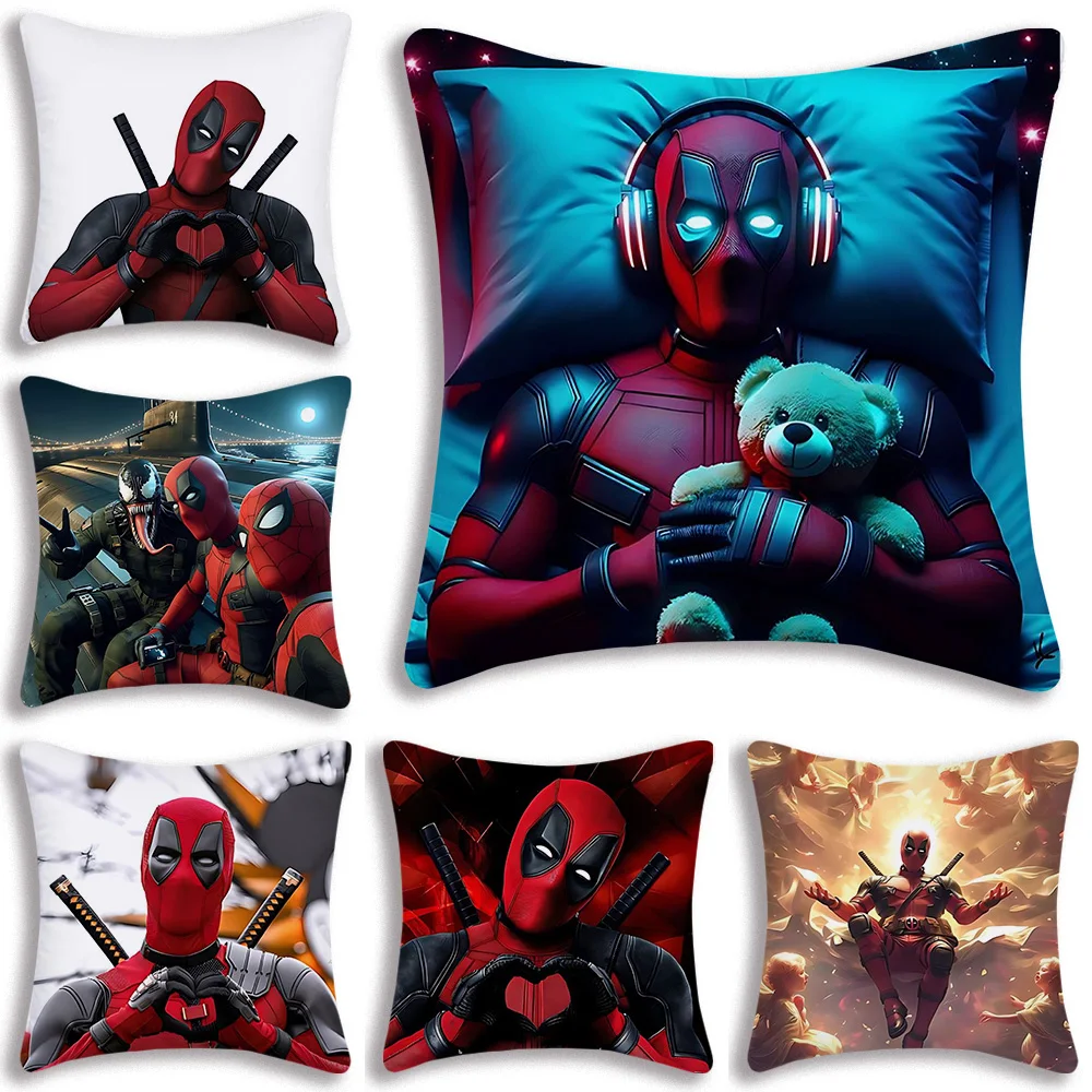 Pillow Covers Hot Super Hero Deadpools Cartoon Sofa Decorative Home Double-sided Printing Short Plush Cute Cushion Cover