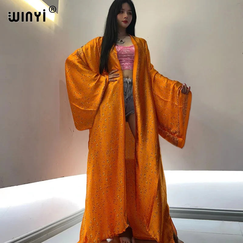 

WINYI Africa summer print cover-ups beach Bohemian long Cardigan kaftan vestidos Casual Boho Maxi swimsuit woman 2023 kimono