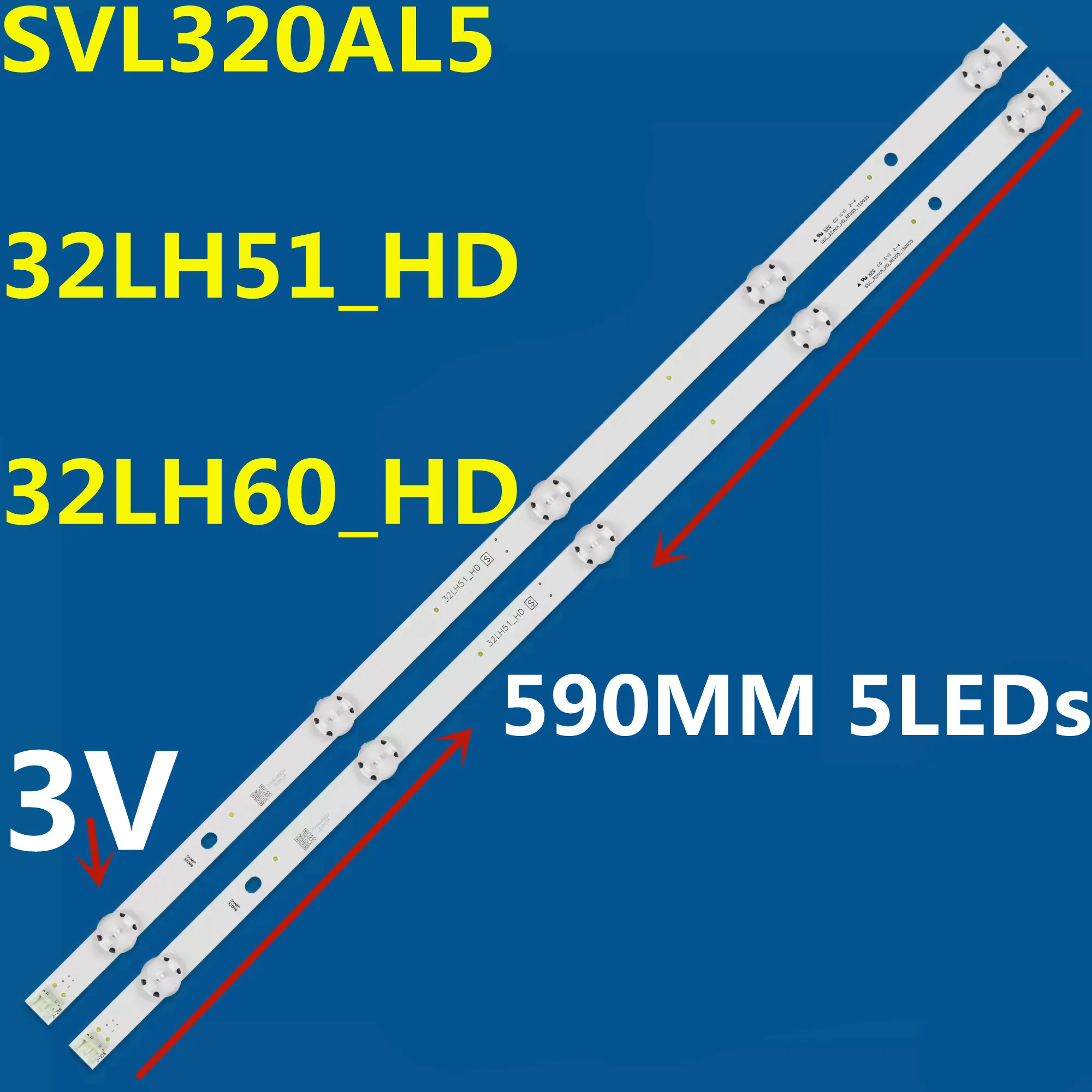 

New 2PCS LED Strip For 32LF510B 32LH510B 32LJ610V 32LJ610U LED ARRAY ASSY 32LJ61 SSC_32LJ61_BOE(FHD)_5LED HC320DUN-ABSL1-A14X