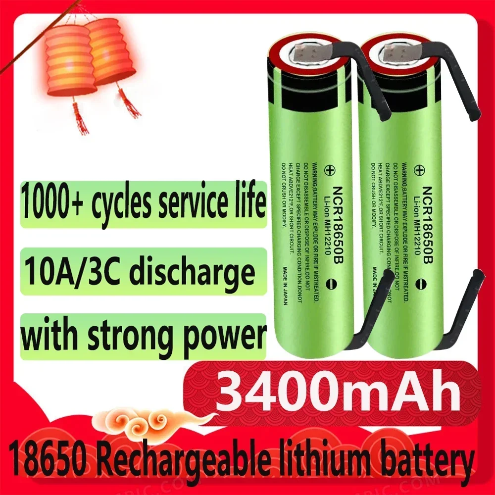 2024 New Original 18650 NCR18650B Rechargeable Li-ion Battery 3.7V 3400mAh Batteries and DIY Nickel Shipment