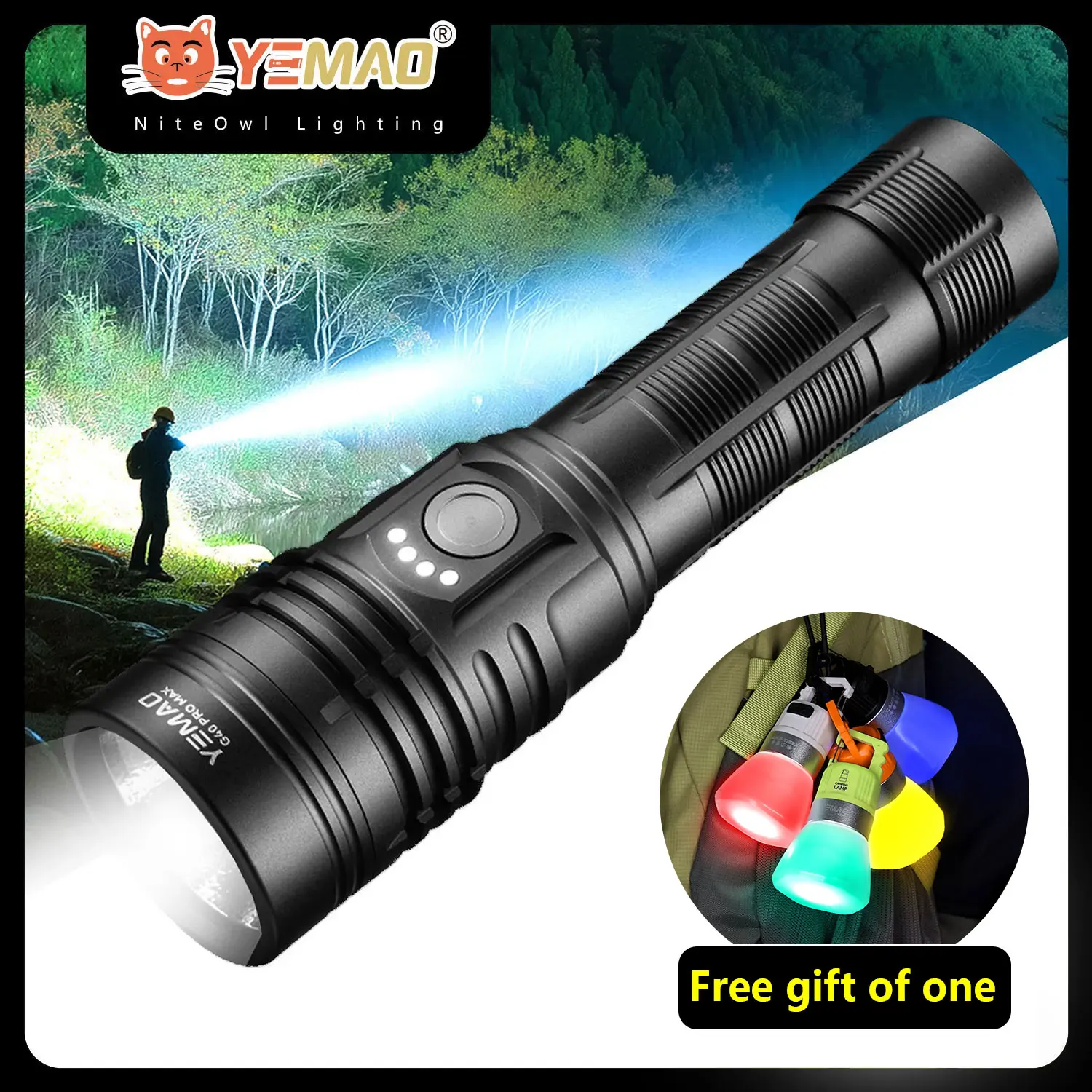 

YEMAO G40 Pro Max Flashlight 3780 lumens LED Rechargeable Torch Outdoor waterproof 418M distance Emergency search flashlights
