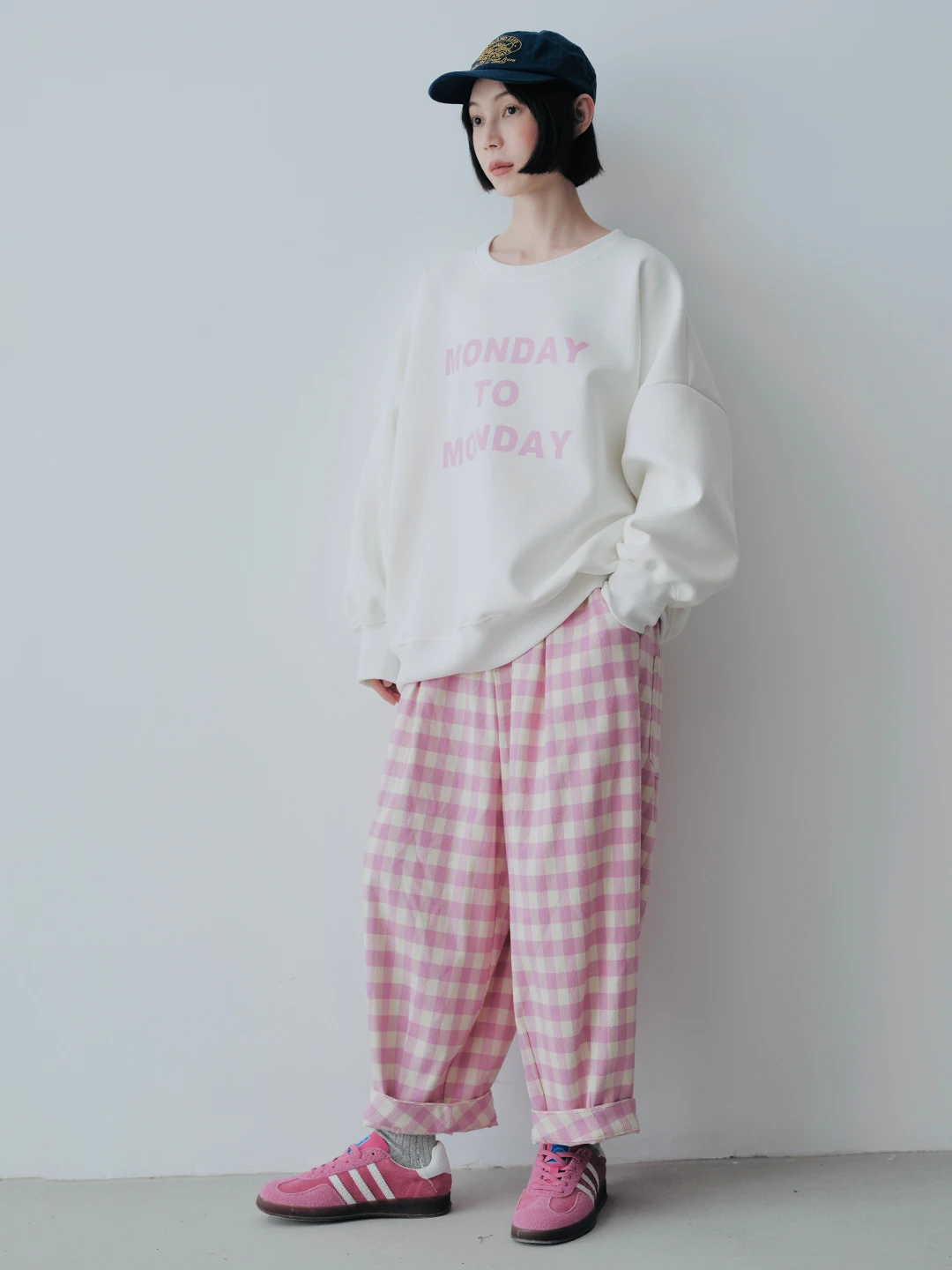 imakokoni 2024 Autumn New Collection Japanese Style Versatile Artistic Loose Grid Radish Pants for Women 244792