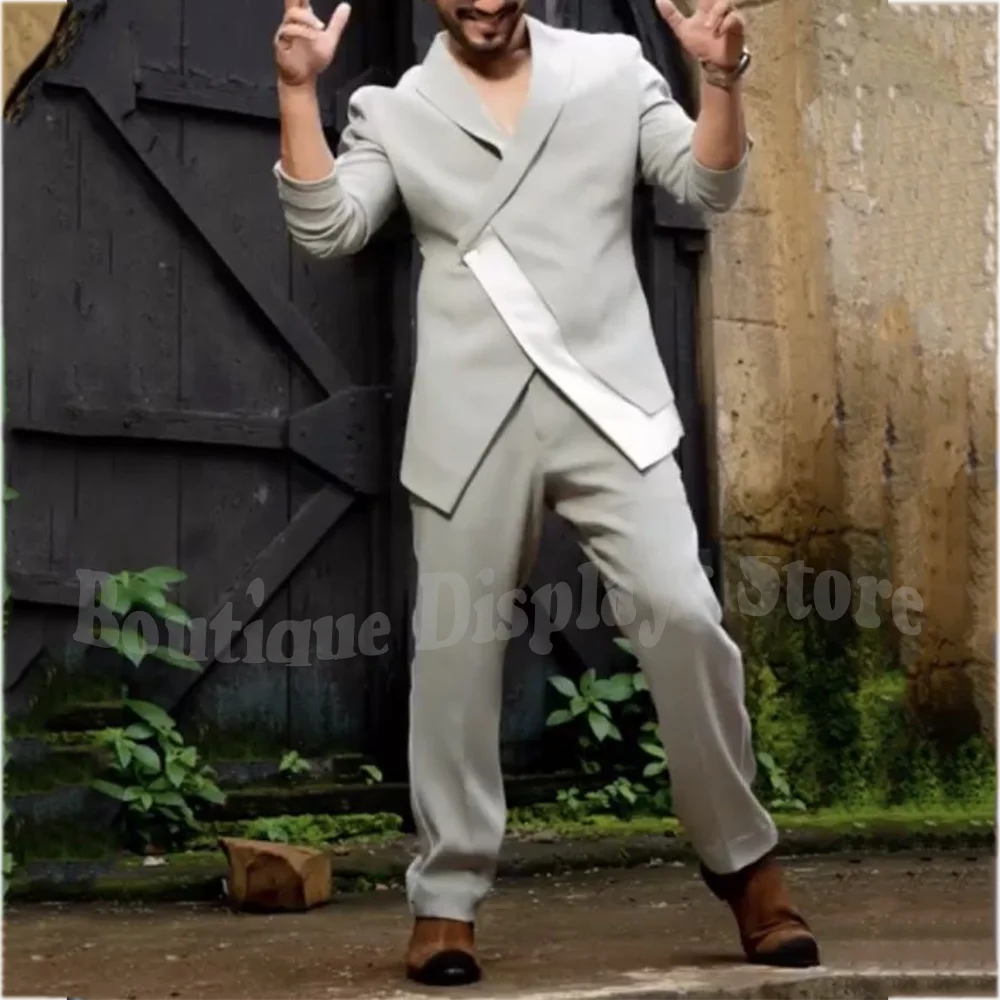 

Unique Design Men's Suit New Autumn Peaked Lapel Handsome Slim Fitted Outfit High Street Two Piece Casual Party Blazer Set