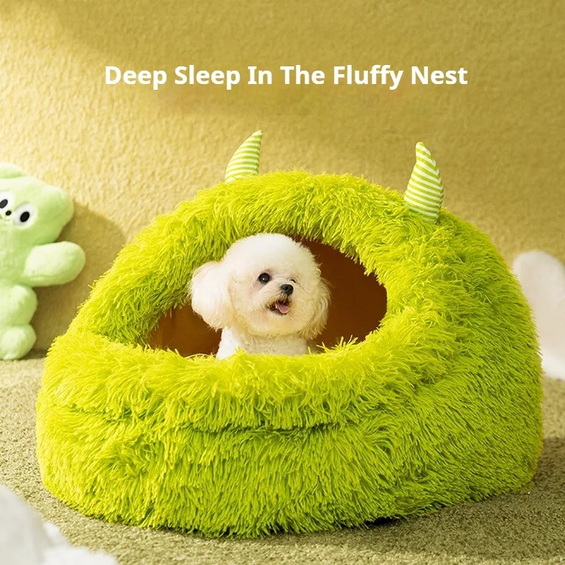 Autumn and winter dog plush, warm and thick, small monster dog bed, deep sleep, small and medium-sized dog and cat bed, pet bed