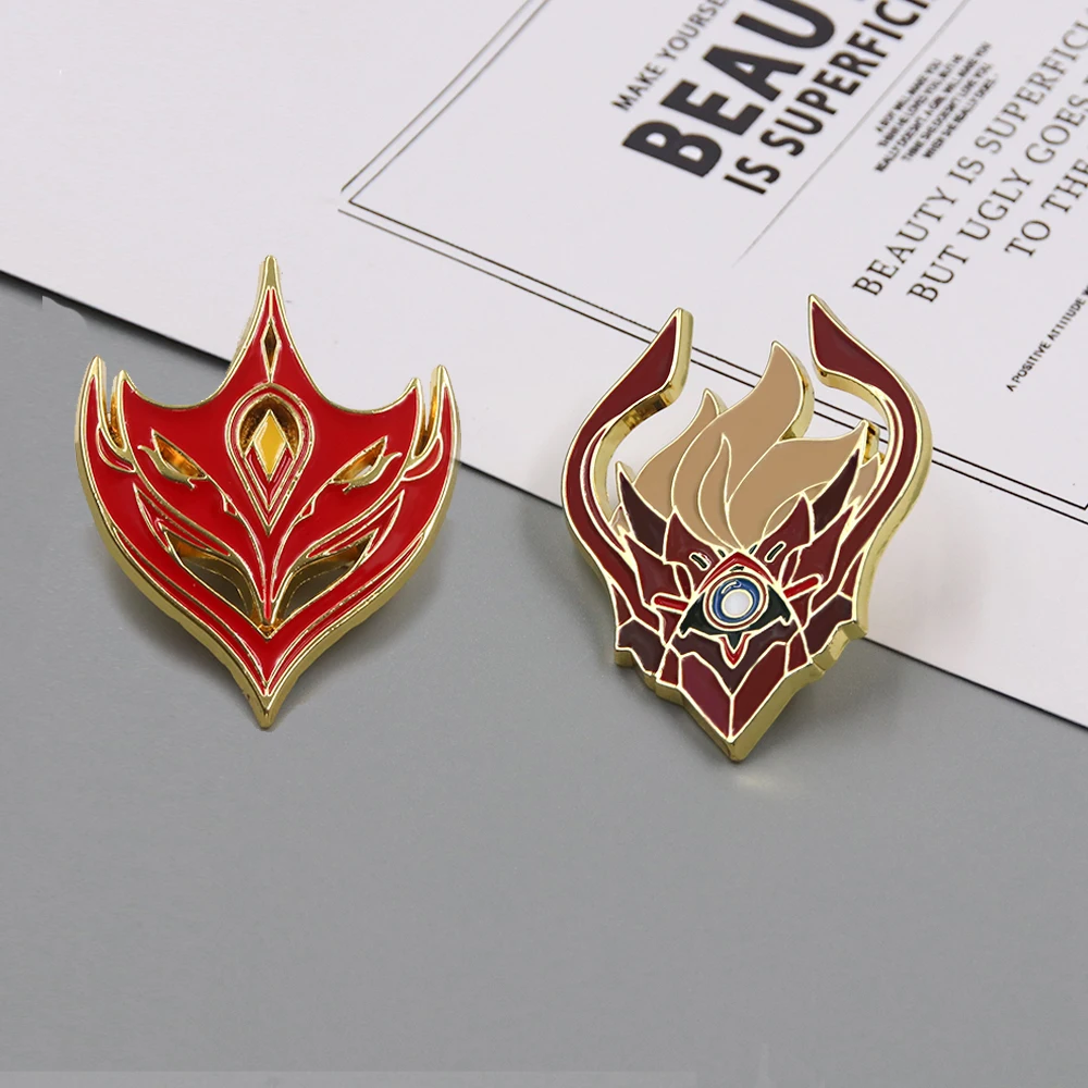 Anime Genshin Impact Cute Enamel Pins Tartaglia Mask Abyss Mage Keqing Klee Bomb Dango Metal Badge Brooch Cosplay Jewelry Gift