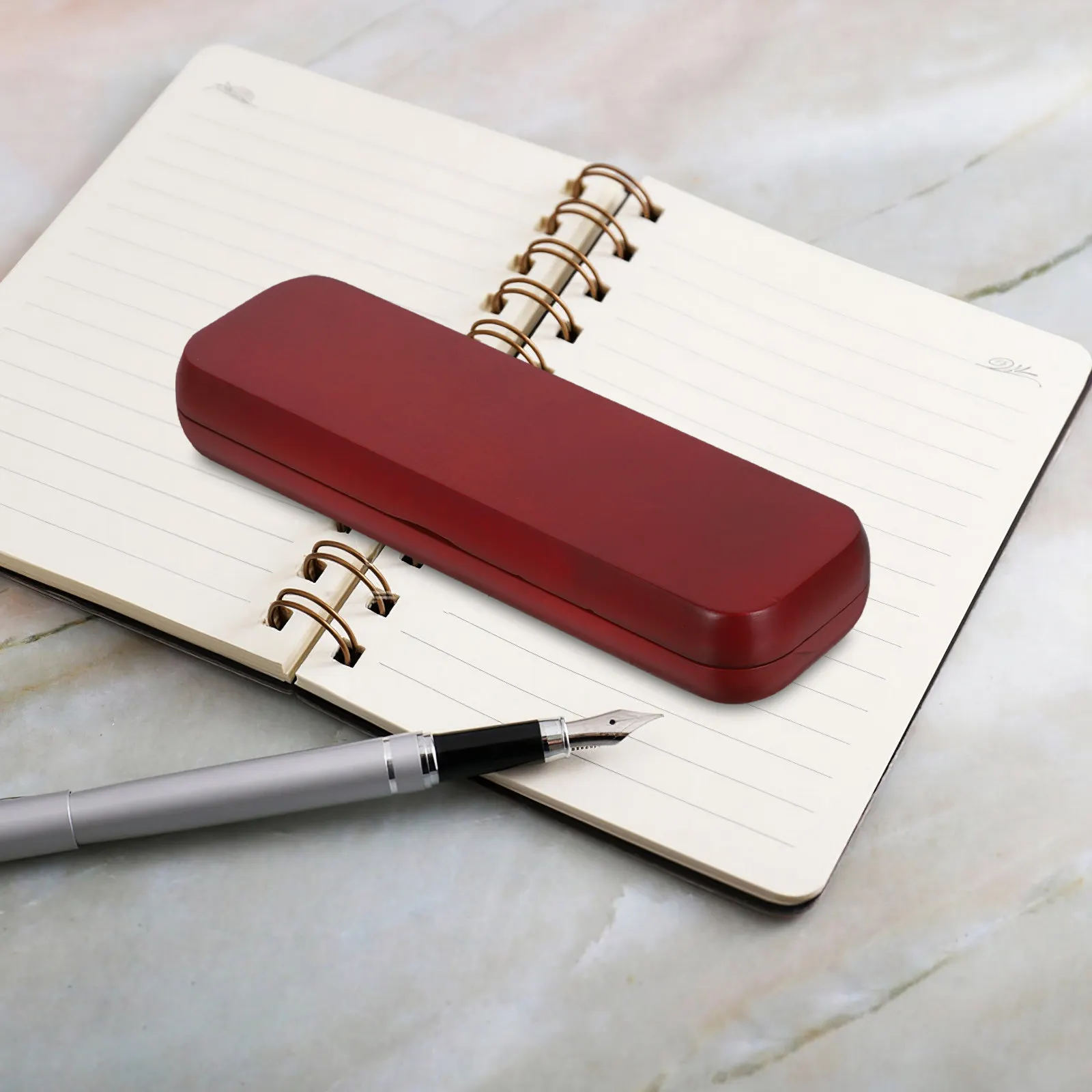 

Dual Slot Wooden Pen Box Elegant Red Fountain Pen Holder Pencil Storage Case Office Home Travel Collector Retro Bracelet Case