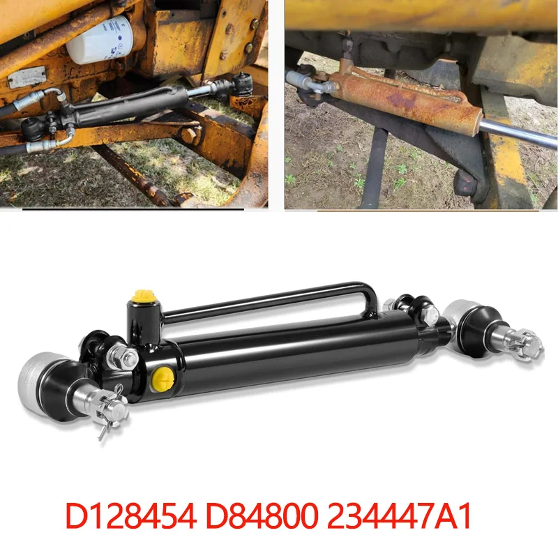 Power Steering Cylinder D128454 D84800 234447A1 with Castle Nuts Suitable for Case Backhoe Loaders 480 580 584 585 586 Series