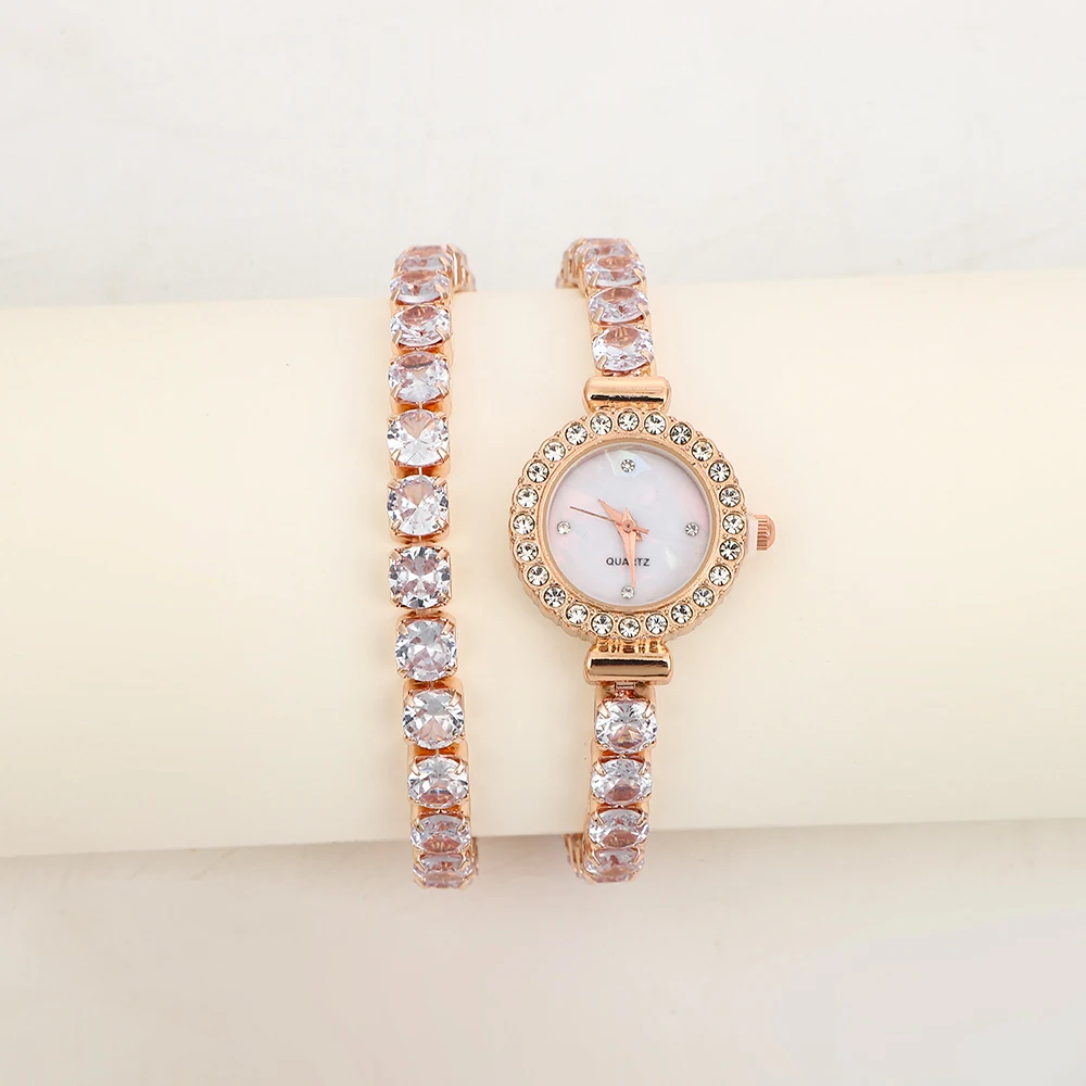 Foreign trade new fashionable diamond studded full diamond circular bracelet style women's student quartz decorative watch watch