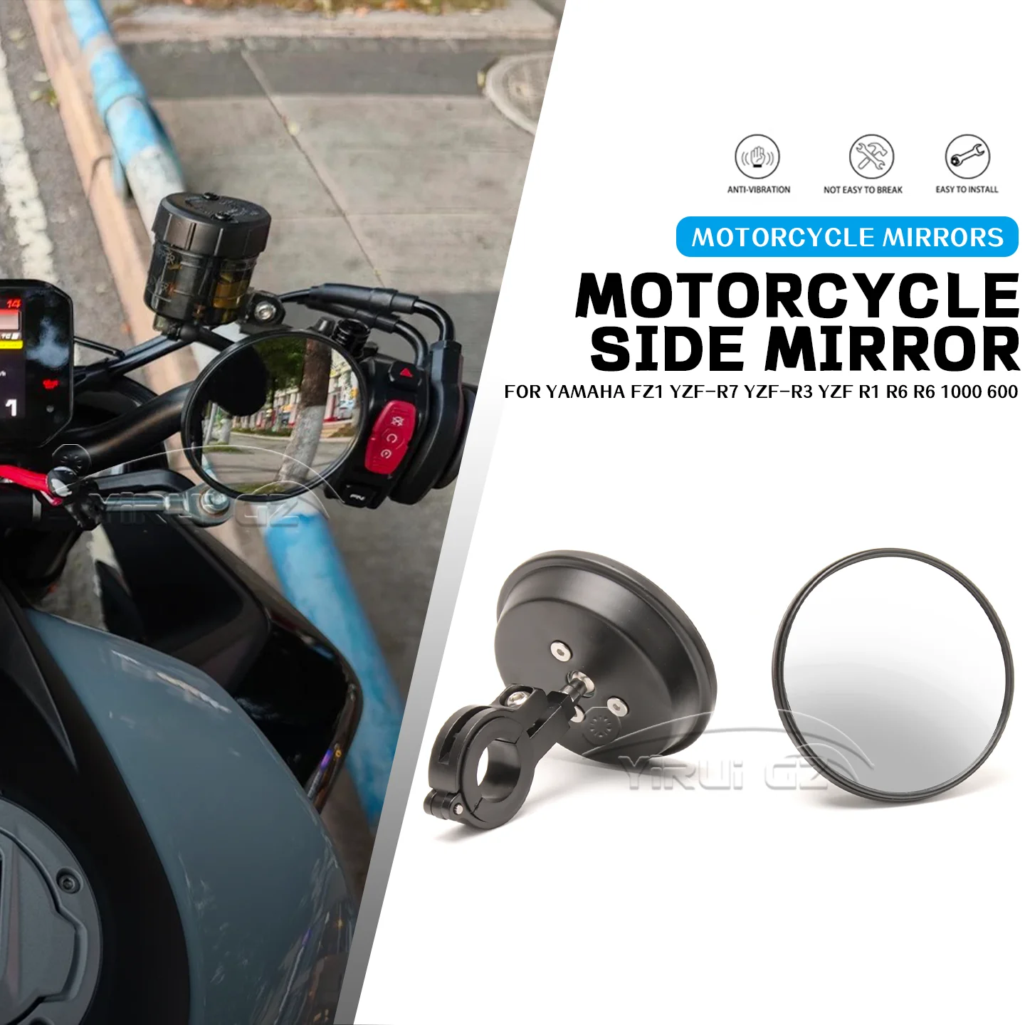 

For FZ-1 YZF-R7 YZF-R3 YZF R6 1000 600 Motorcycle Blind Spot Auxiliar Retrovisor Espelho Convexo Espelhos de grande angularpara