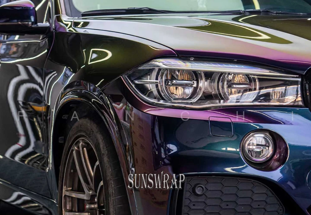 Glossy Chameleon Vinyl PET Iridescent Midnight Purple Car Wrap Film Hot Sale Auto Color Change Sticker 1.52x18m/roll