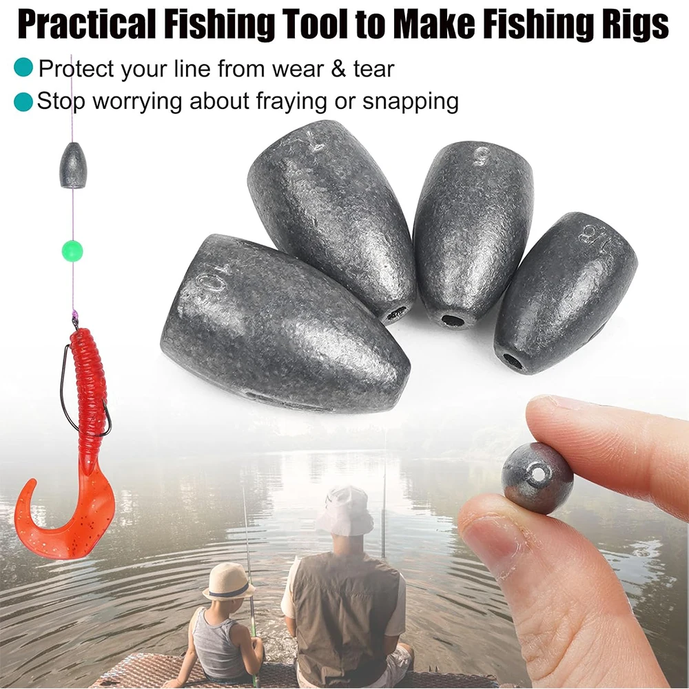 40Pcs Fishing Weight Sinkers Flipping Weights Bass Fishing Worm Sinkers Bullet Fishing Sinker Weights for Texas Rig Carolina Rig