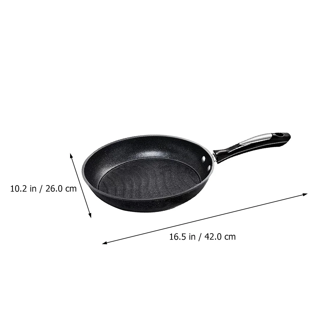 

1pc Nonstick Flat Frying Pan For Stove Top Egg Cooking Home Restaurant Use Easy Clean Black Lid Heat Resistant Handle Steaks