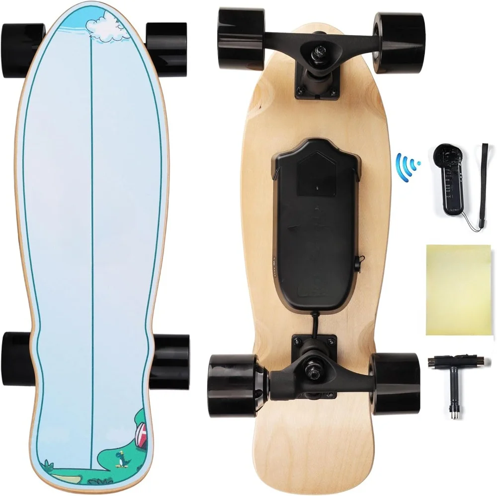 

Electric Skateboard with Remote Control for Beginners, 350W Brushless Motor, Max 9.3 MPH 2000/2600mAh Longer Range for Kids