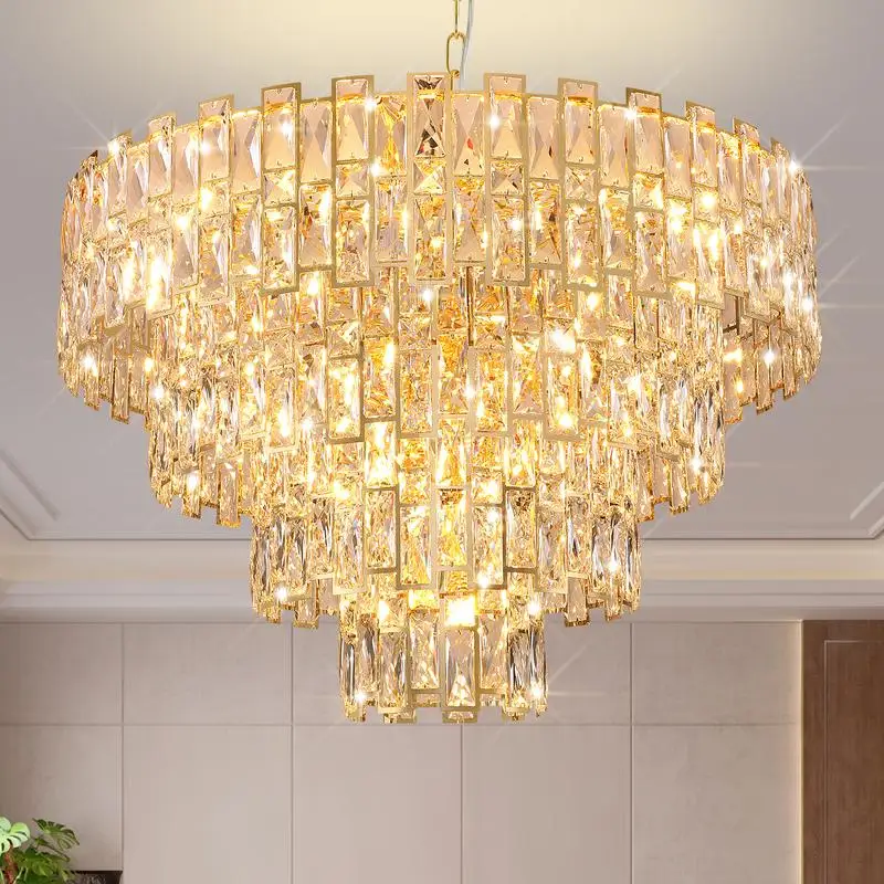 

32-Inch Gold Crystal Chandelier, Modern 21-Light Fixture for Dining Room, French Empire Style, Premium K9 Crystals, Elegant