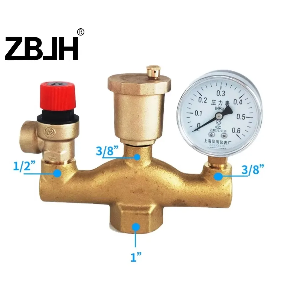 DN25 1” inch 3 Bar Brass Boiler Safety Valve Pressure Relief Boiler Automatic Exhaust valve pressure reducing valve With Gauge