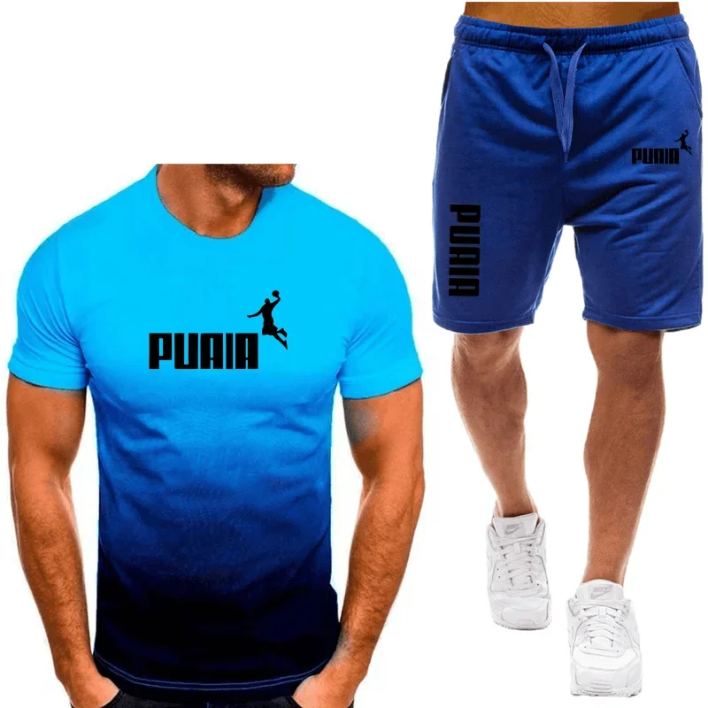 2024 new men\'s sportswear fitness set running suit casual T-shirt+shorts set breathable jogging sportswear 2-piece set for men