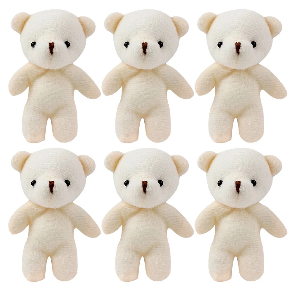 

6 Pcs Bear Stuffed Animal Mini Pendant Wallet Keychain Hanging Figurines Accessory