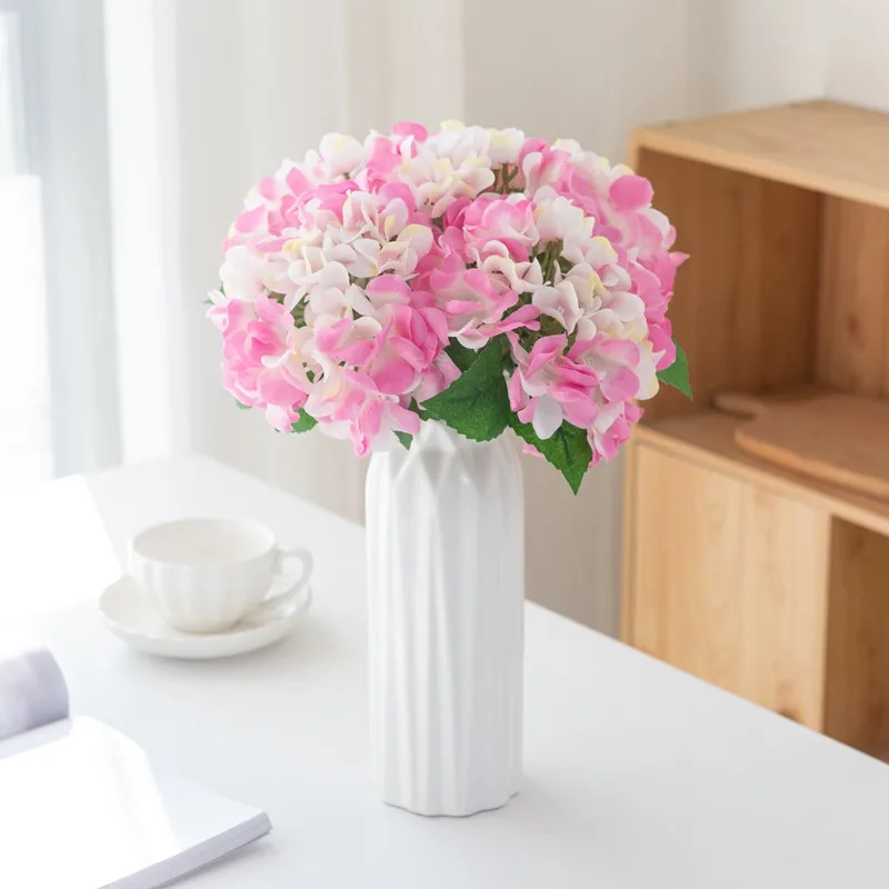 6 Stück Künstliche Blumen, Kunstseiden-Hortensien, Brautstrauß, Hochzeitsdekoration, Wohnzimmer-Tisch-Accessoires, Garten-Festival, Günstig – Detail 11
