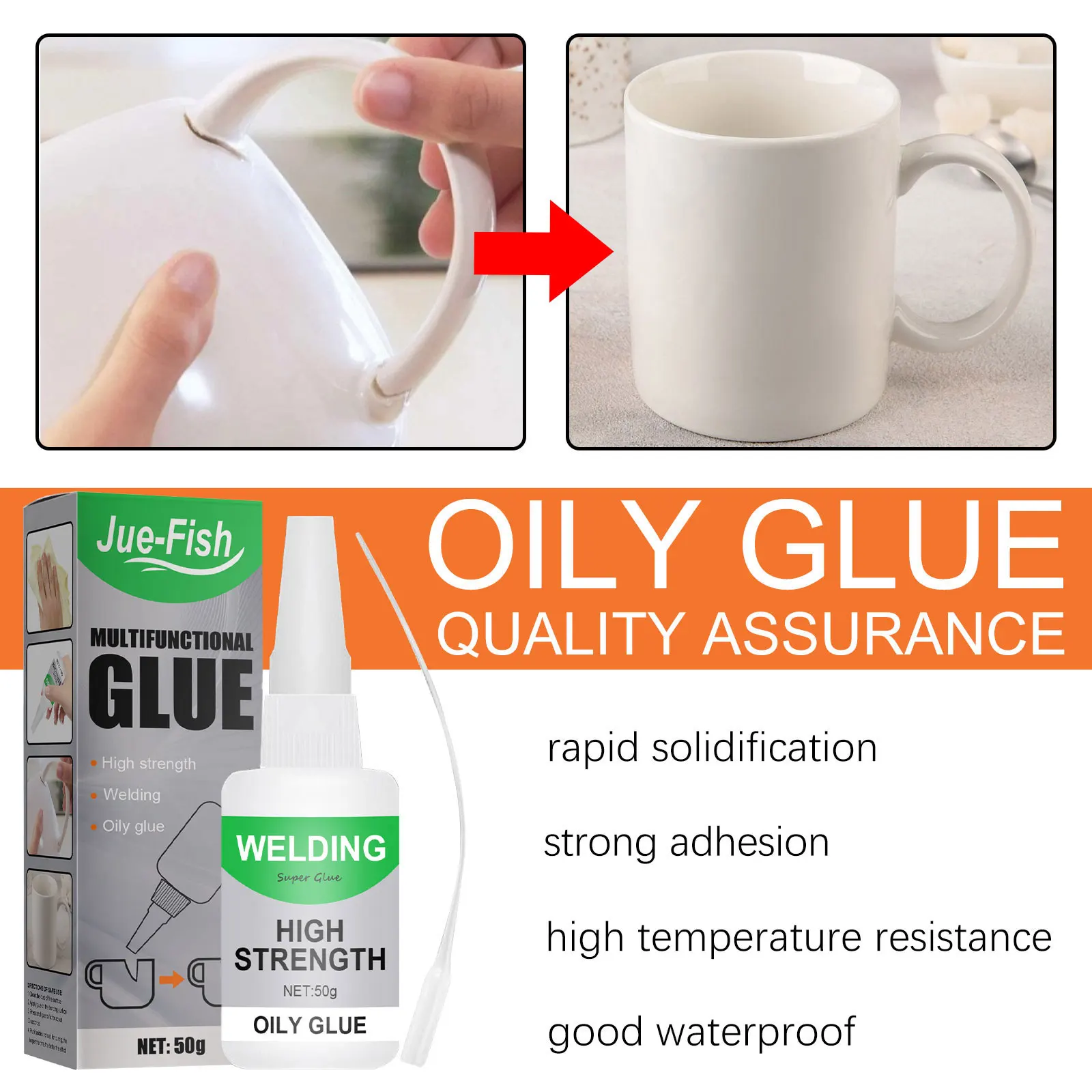 Multi-Purpose Ceramic Waterproof Glue 30g Strong Adhesion Fast Curing Transparent Heat Resistant For Ceramic Glass Plastic Metal