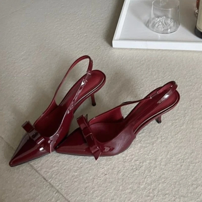 

Brand Designer Comfortable Stiletto Heeled Women's Sandals Fashionable Low-cut Bow Shoes Elegant Slip-on Women's Wedding Shoes