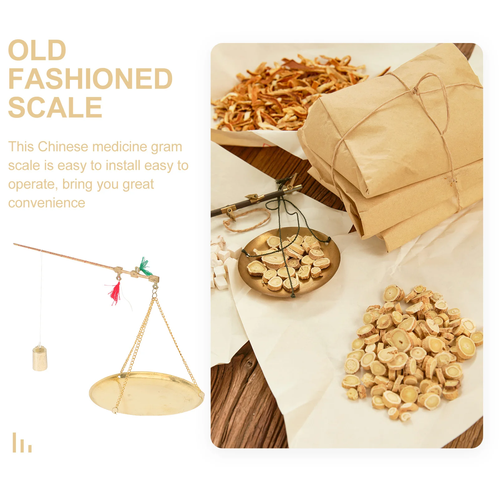 

Mini Old-Style Copper Scale High-Grade Traditional Chinese Medicine Scale For Home Kitchen Condiment Jewelry Use Multipurpose