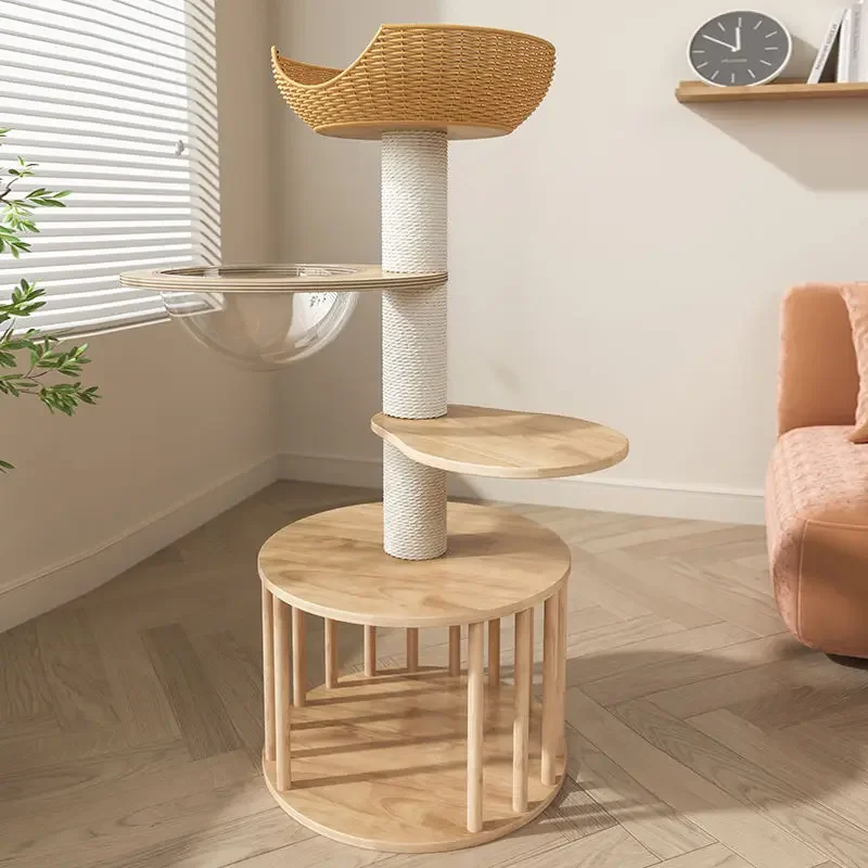 

Solid wood cat climbing frame does not occupy space with sisal columns, and it is a universal cat climbing frame for all seasons