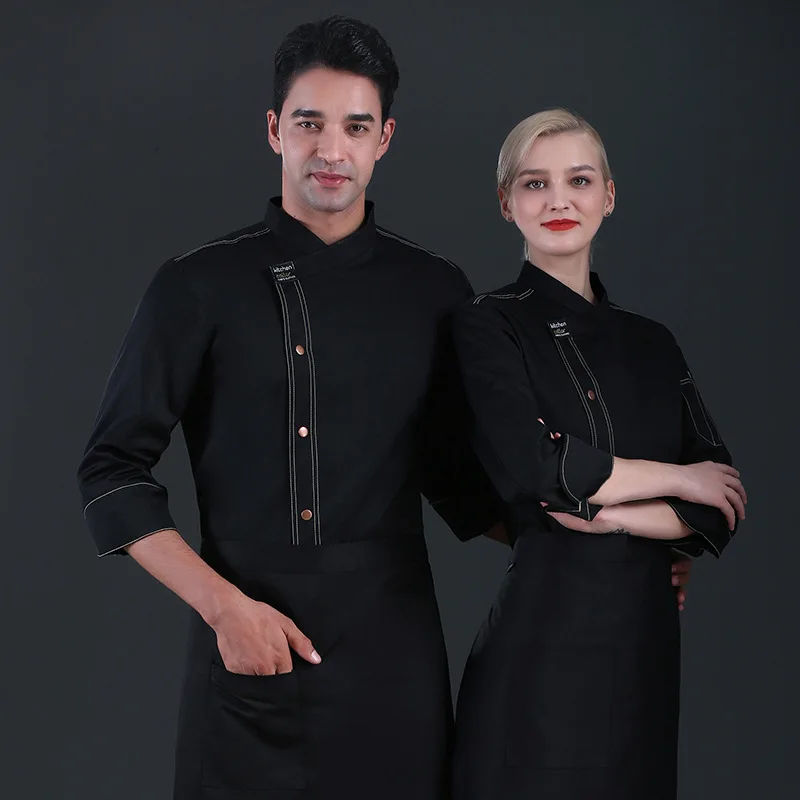 C353 Tuta da chef Manica lunga Uniforme da cucina Abiti da cuoco Cappotto da cuoco Uniformi professionali Giacche da cameriere