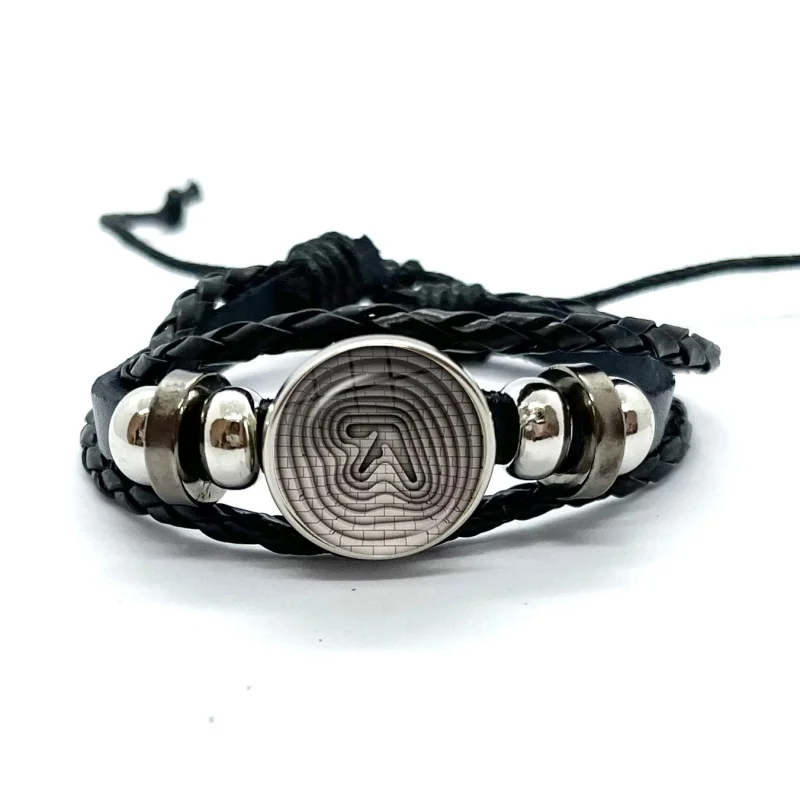 Punk Aphex Twin Logo Leather Bracelets Funny Hip Hop Rock Band Multilayer Braided Bracelets Bangles Handmade Jewelry Gifts