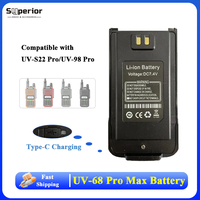 UV-68 Pro Max V2 Battery Original For UV-S22 Pro V2 UV-98 Pro Baofeng Walkie Talkie Type-C Charging Radio Rechargeable Batteries