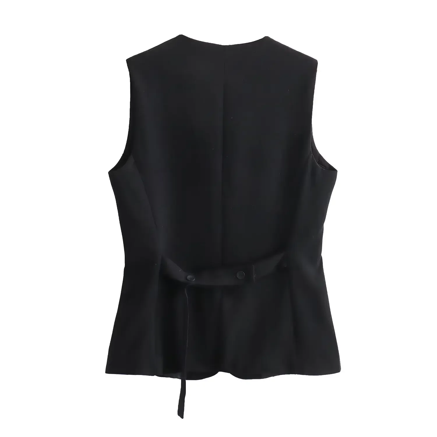 New 2025 Black Sleeveless Vest Women Office Button Women's Tailored Vest Summer Ruched Vests for Women Holiday Vest Top Women