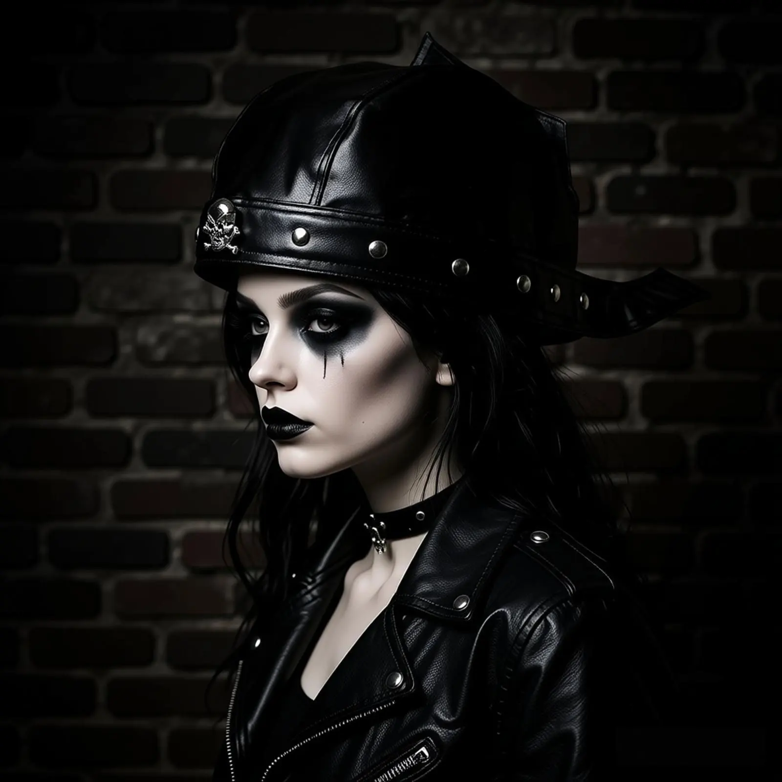 

Кожаная шапка-повязка из ПУ кожи, крутая мотоциклетная кожаная шапка для женщин и мужчин, для косплея, с металлическим декором в виде черепа, в стиле Y2K, уличная мода, шапка в стиле Харадзюку